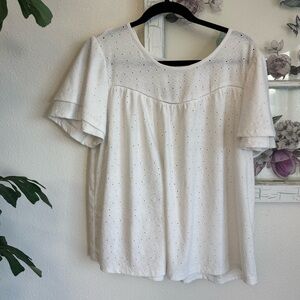 Elegant Nanette Lepore White Eyelet Blouse for Women